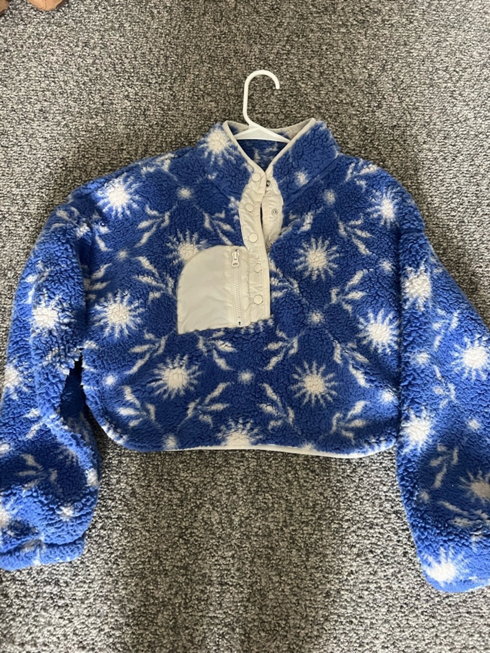 PacSun Blue & White Sherpa Lined Pullover